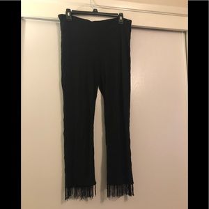 Vintage Carole Little black w/ beaded fringe capri